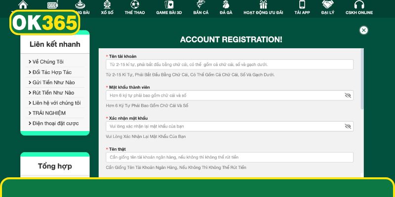 Từng bước thao tác đăng ký OK365 gọn lẹ