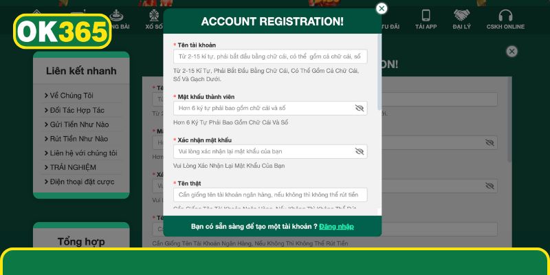 Điều kiện & yêu cầu mở acc game OK365